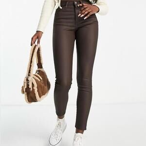 Topshop coated cropped pants